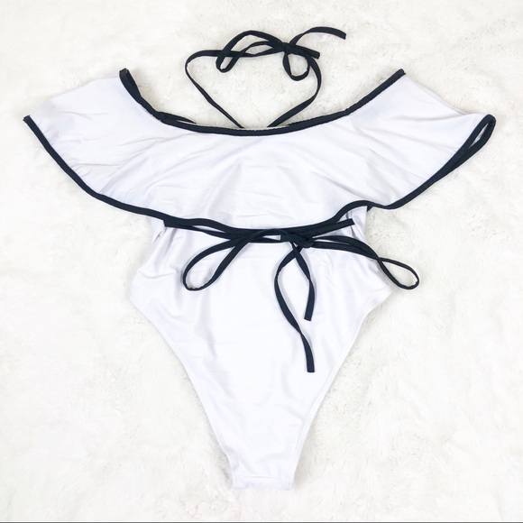 ✨SOLD✨ White Off Shoulder Maternity Bathing Suit - Picture 5 of 5